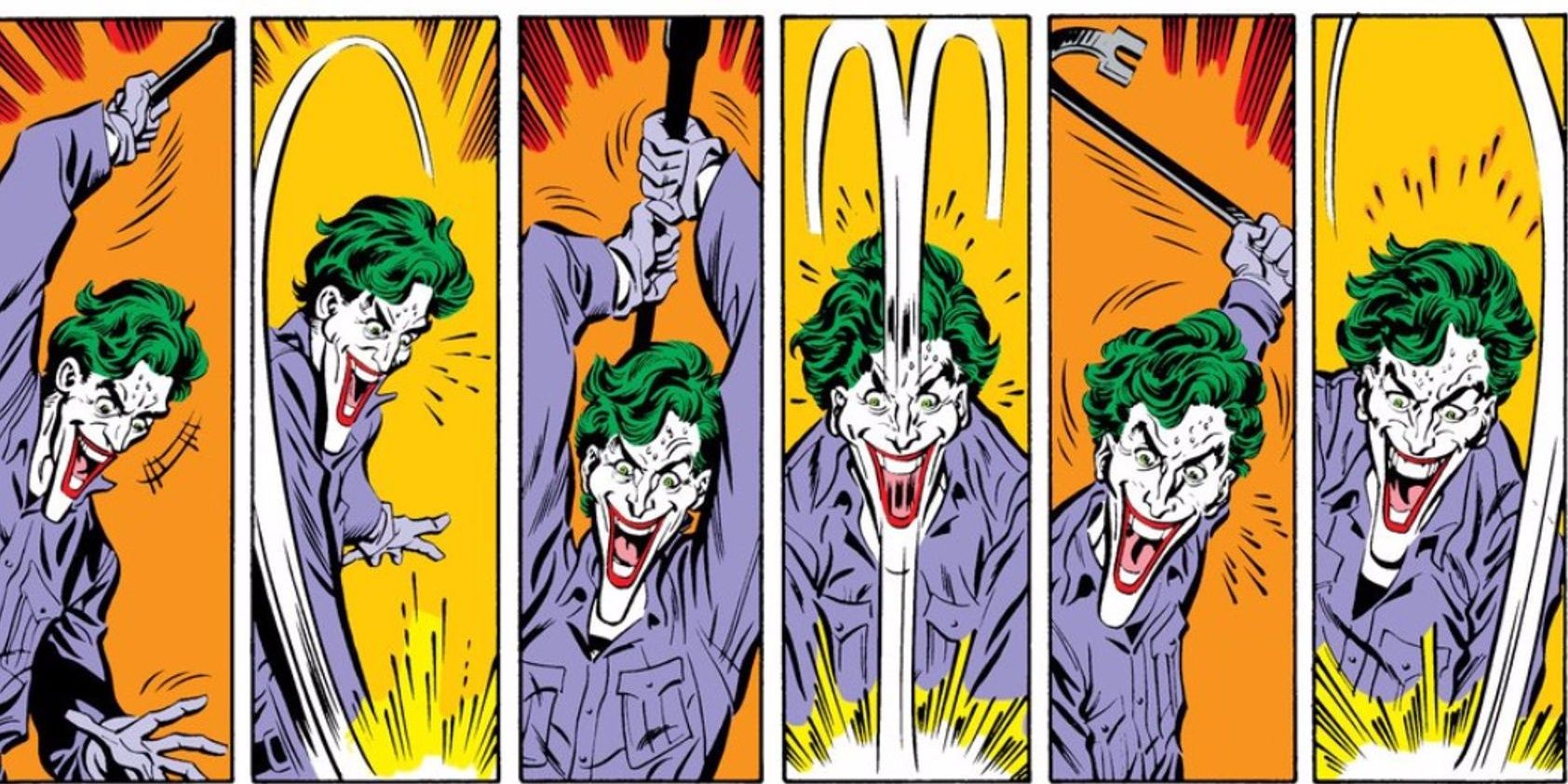 Joker beating Jason Todd with a crowbar