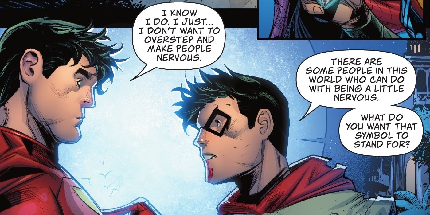 Jon Kent tells Damian Wayne about his purpose as Superman in Superman: Son of Kal El