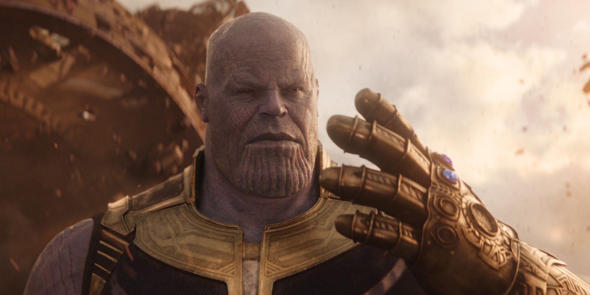 Thanos wields his gauntlet in Avengers: Infinity War.