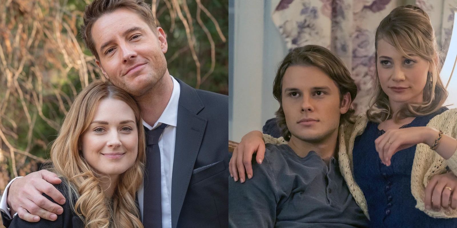 Split image of Kevin Pearson and Sophie Inman as adults and teenagers in This Is Us