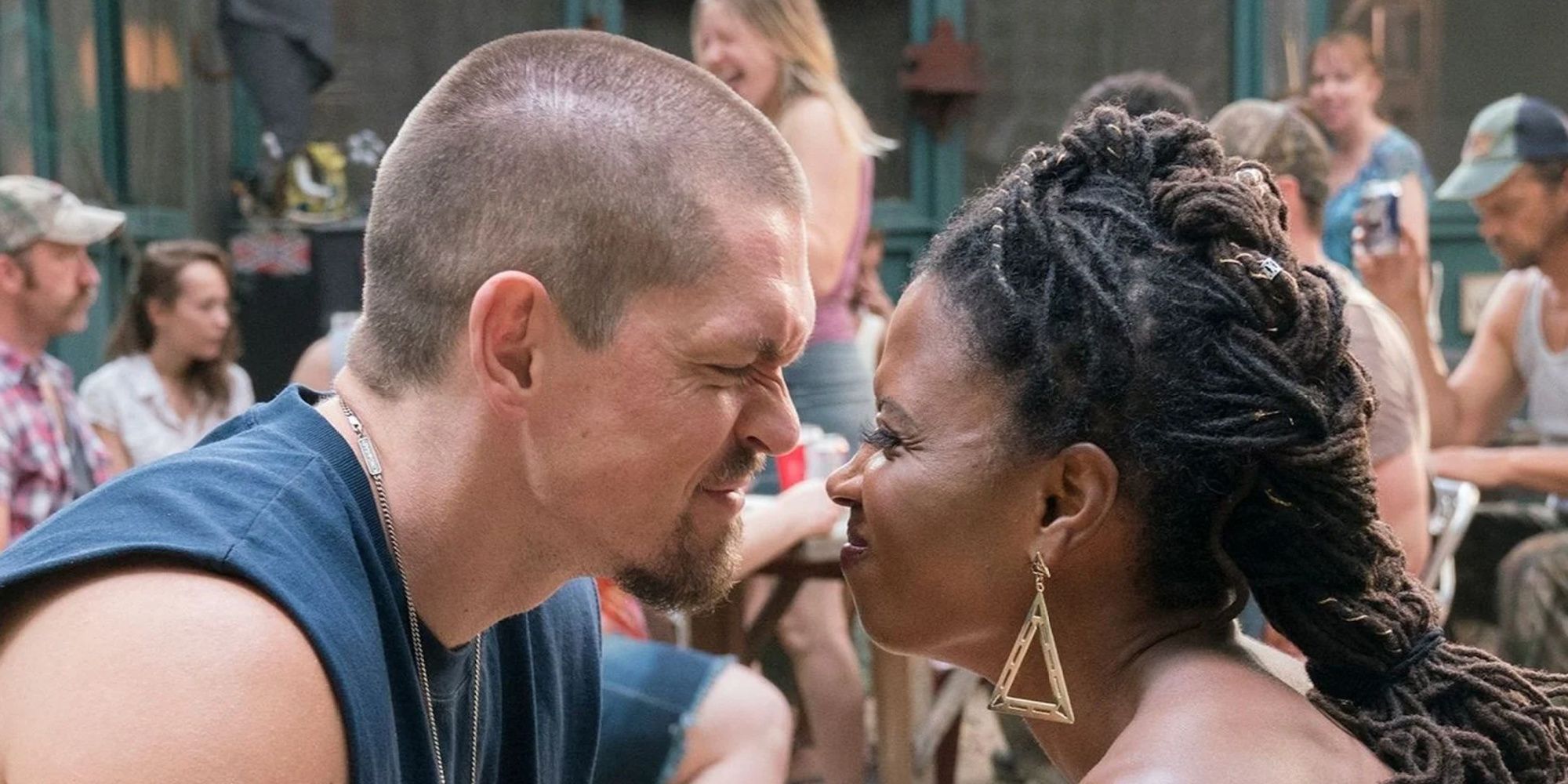 Kevin and Veronica touching noses on Shameless