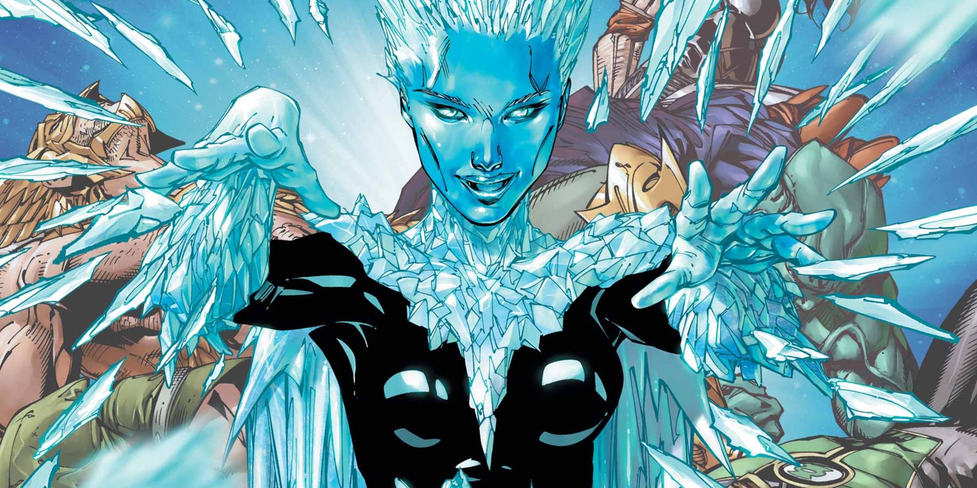 Killer Frost usando seus poderes e sorrindo na DC Comics.