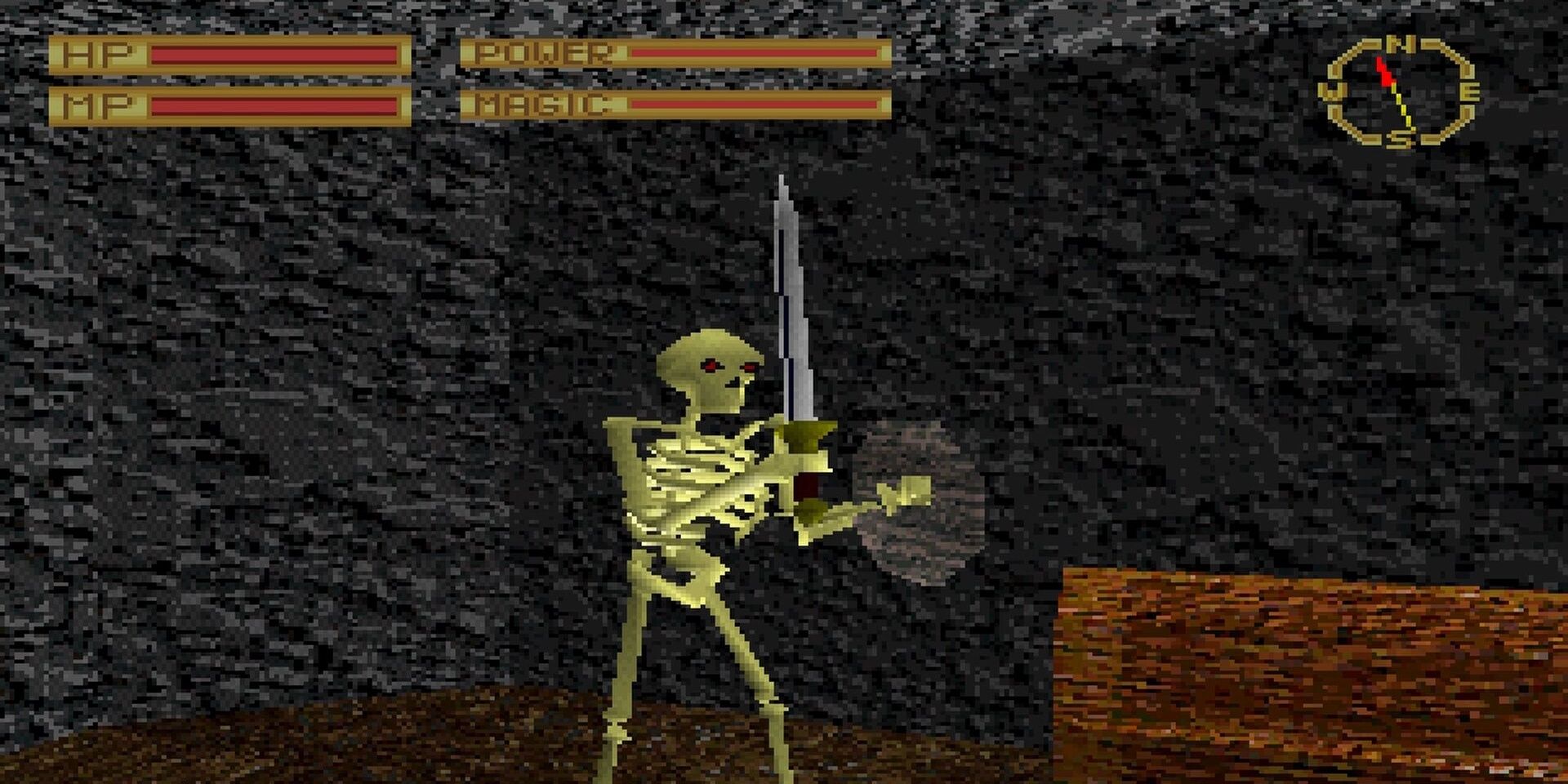 A skeleton holding a sword in King's Field