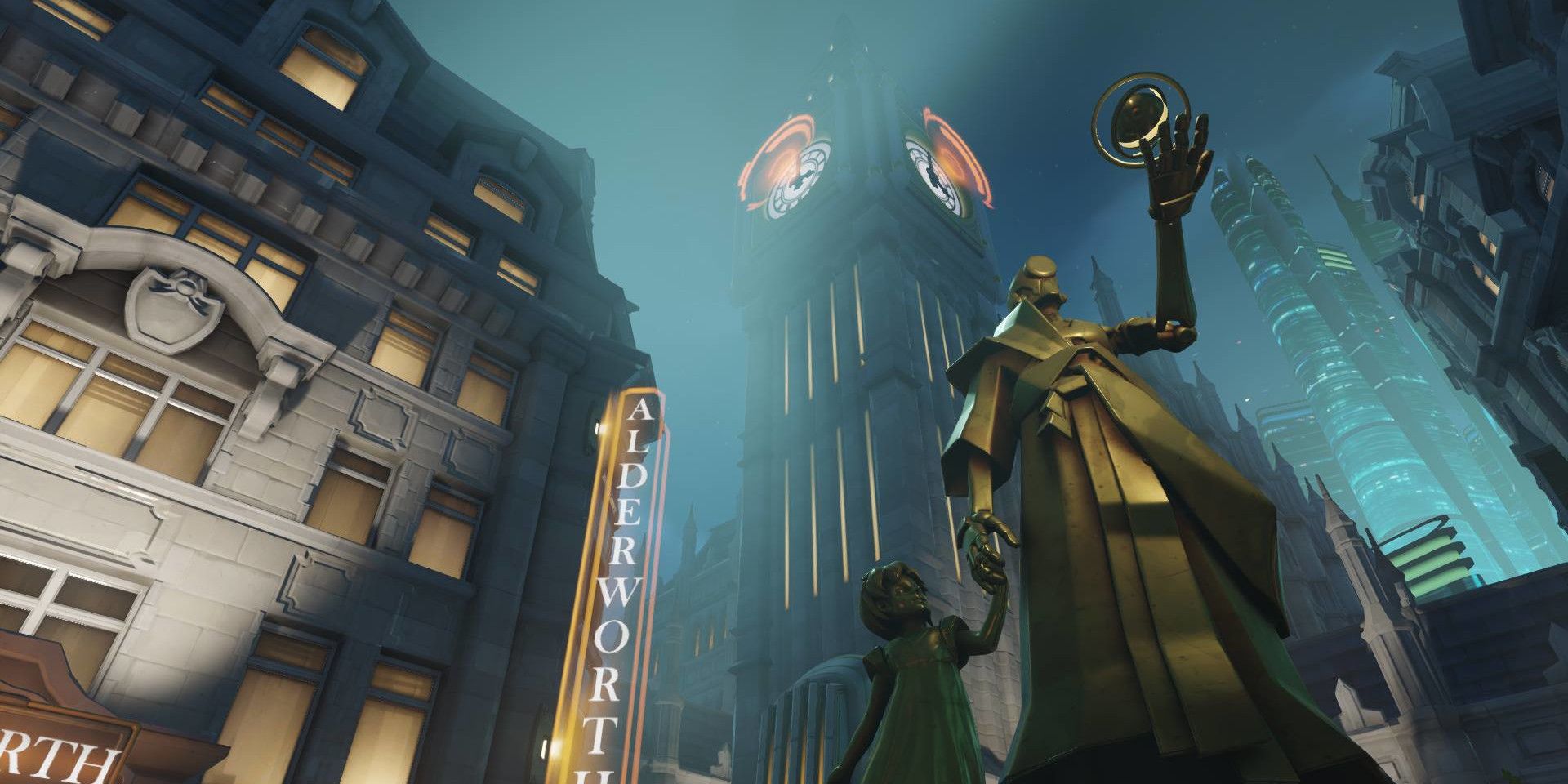 The King's Row clock tower in Overwatch