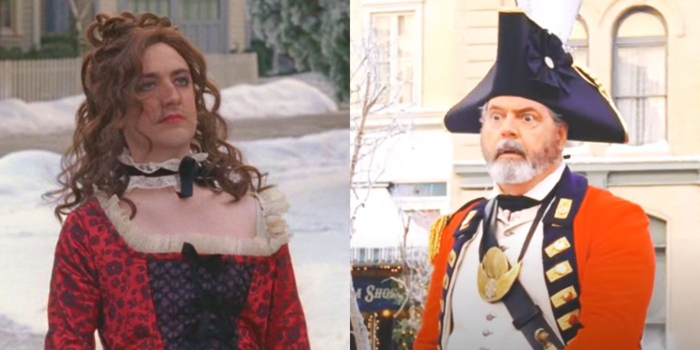 Kirk dressed as a woman while talking to Taylor in Gilmore Girls