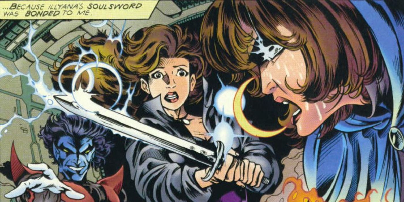 Kitty Pryde wields the Soul Sword in Marvel Comics.