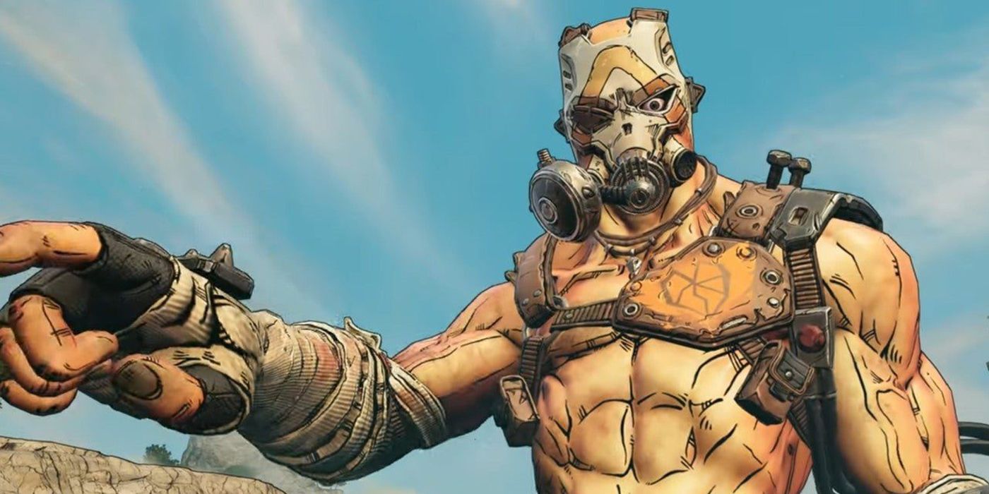 Krieg gestures with his hand while speaking from Borderlands 3