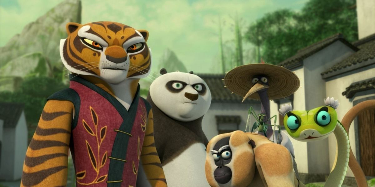 Po e o resto dos guerreiros prontos para a batalha em Kung Fu Panda: Legends Of Awesomeness (2011-2016)