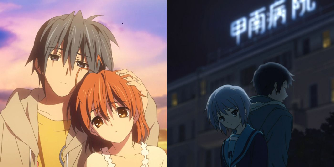 Split image of two anime series produced by Kyoto Animations.