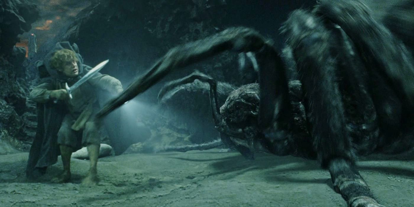 Sam fights against Shelob in Lord of the Rings