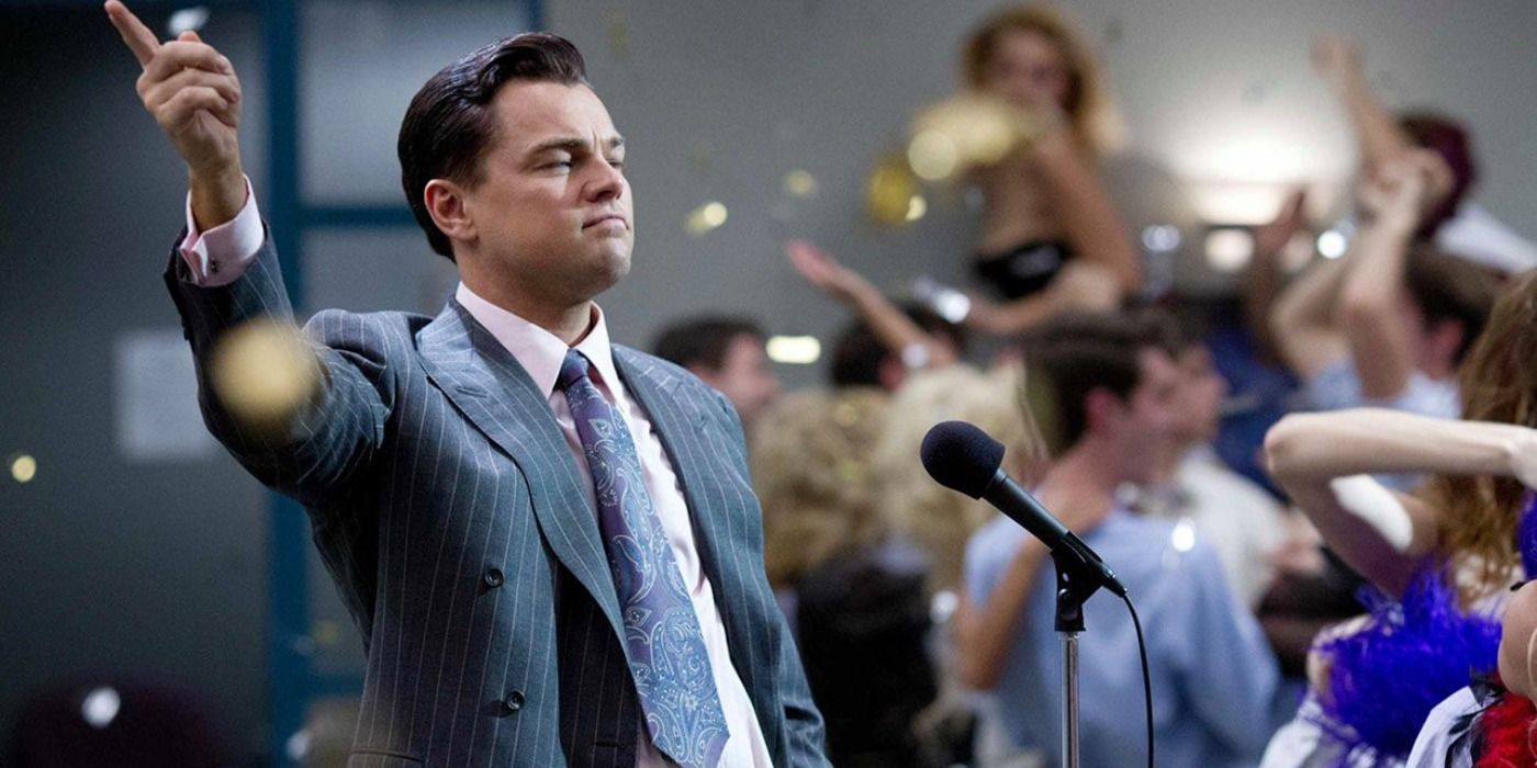 Leonardo DiCaprio partying in Wolf of Wall Street
