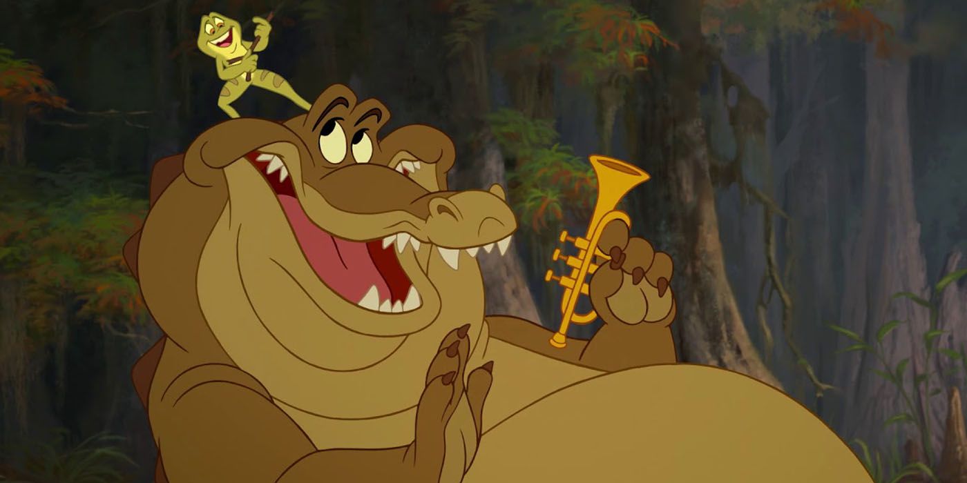 Louis and frog Naveen in The Princess and the Frog