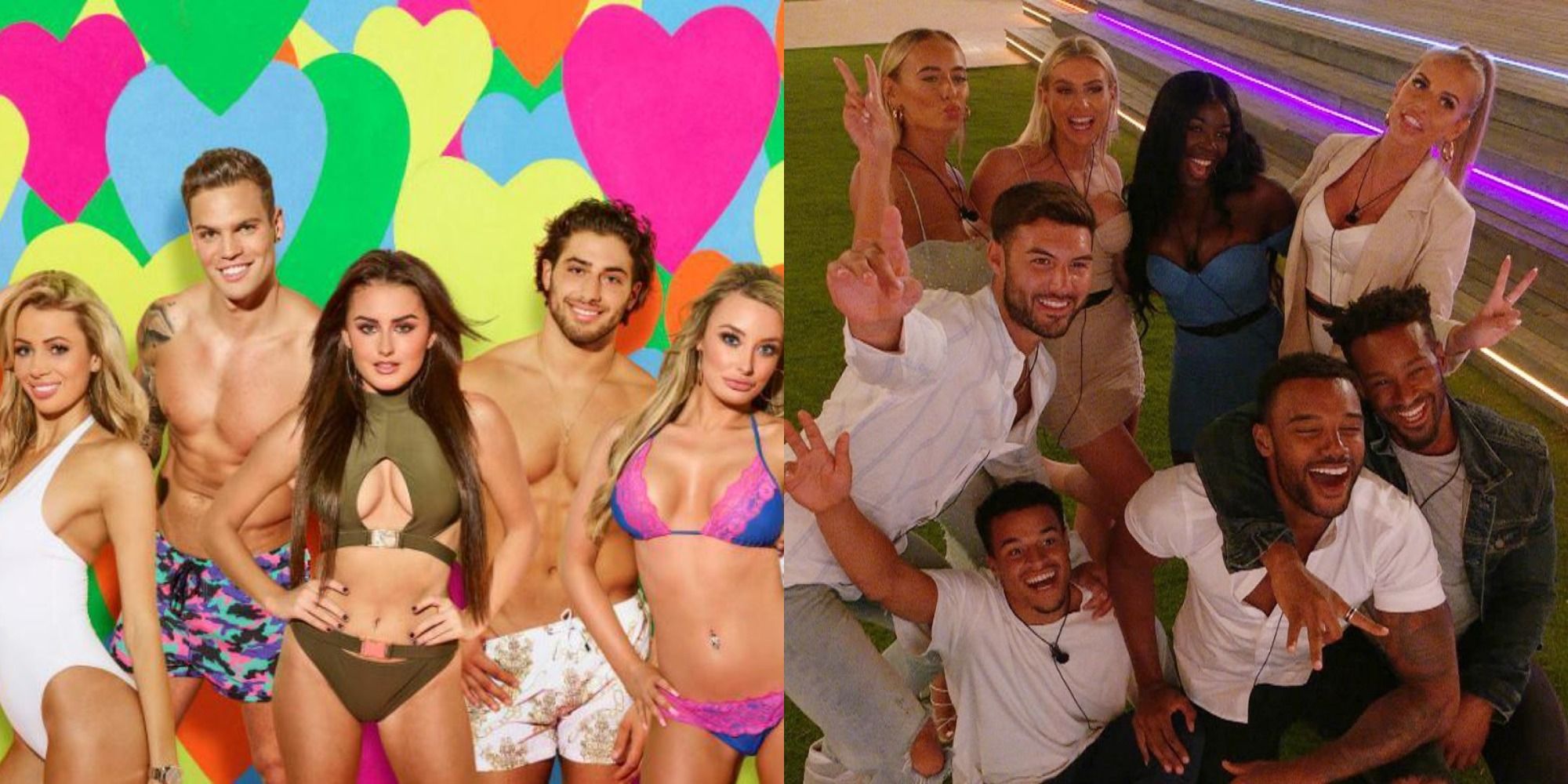 Split image showing different casts of Love Island UK