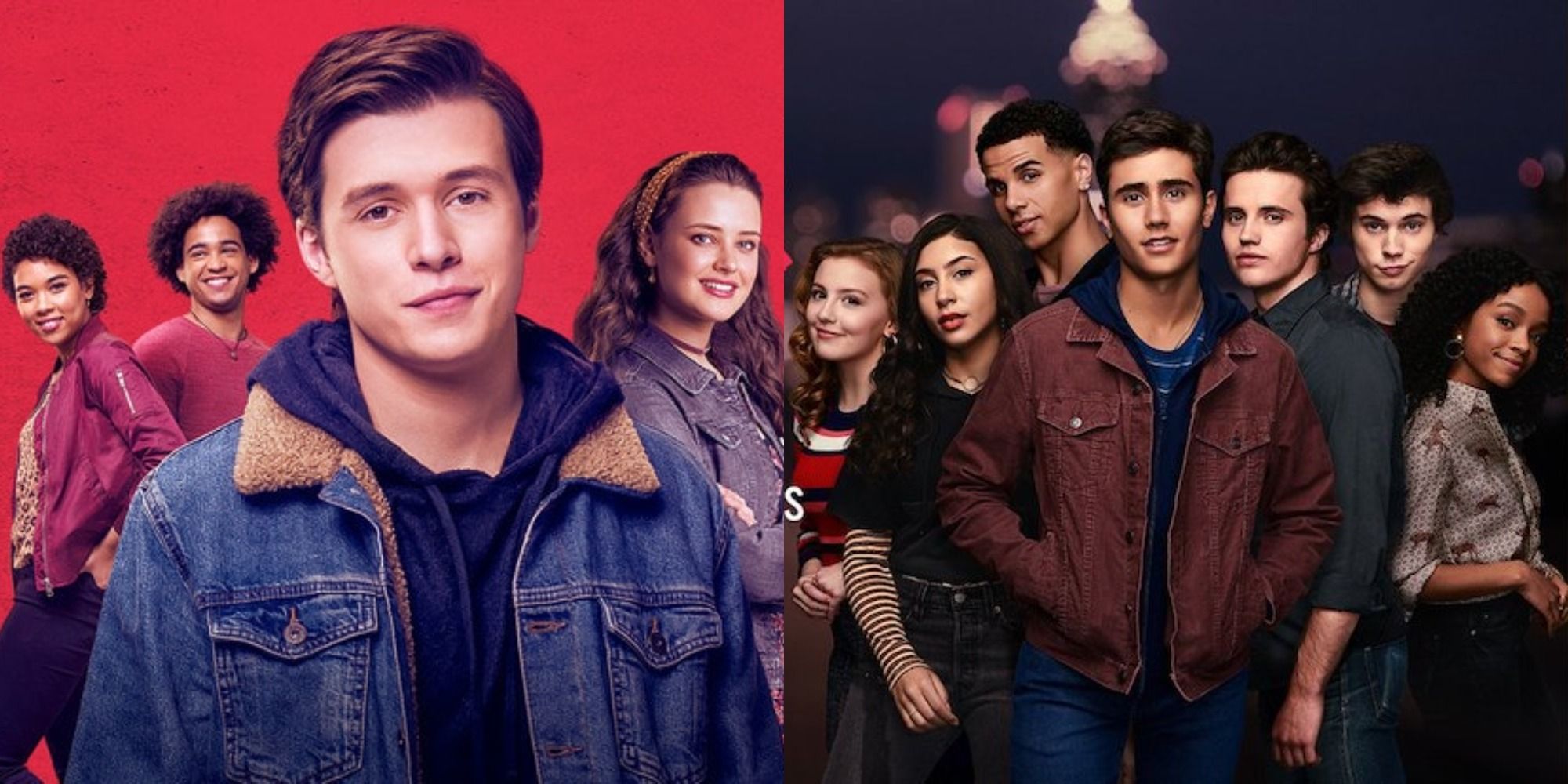 Split image showing the casts of Love, Simon and Love, Victor