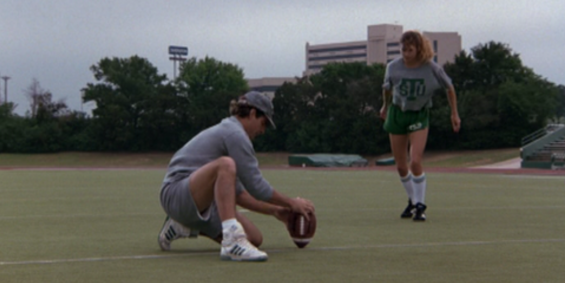 Lucy Draper kicks a field goal in Necessary Roughness