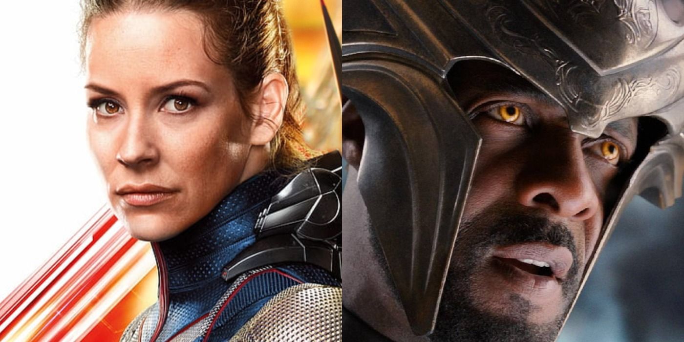 Split image: Wasp looks solemn/ Heimdall flashes his colored eyes