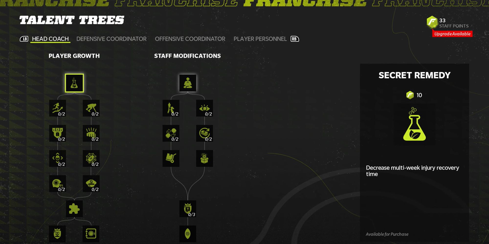Madden 22 Coaching Skill Tree in Franchise Mode