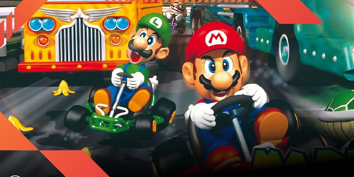 Luigi and Mario racing in Mario Kart 64