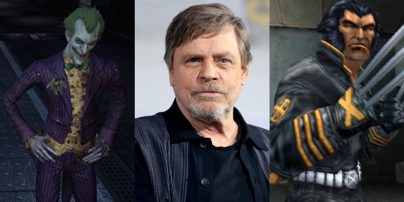 Split image showing Joker in Batman: Arkham Asylum, Mark Hamill, and Wolverine in X2: Wolverine's Revenge