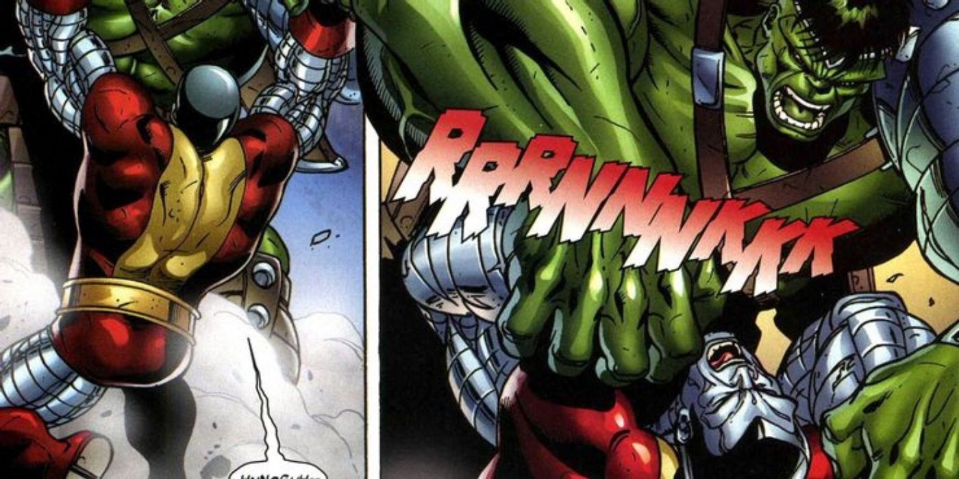 Hulk breaks Colossus' arms in X-Men comics