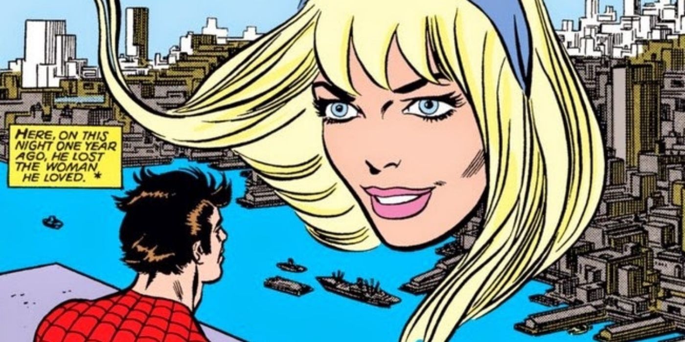Spider-Man sees Gwen Stacy's face as he remebers her death