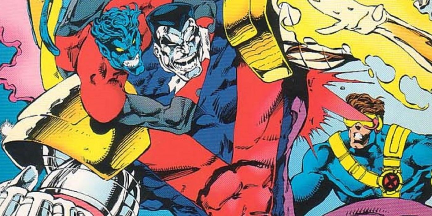 Nightcrawler and Cyclops battle Colossus in X-Men comics.