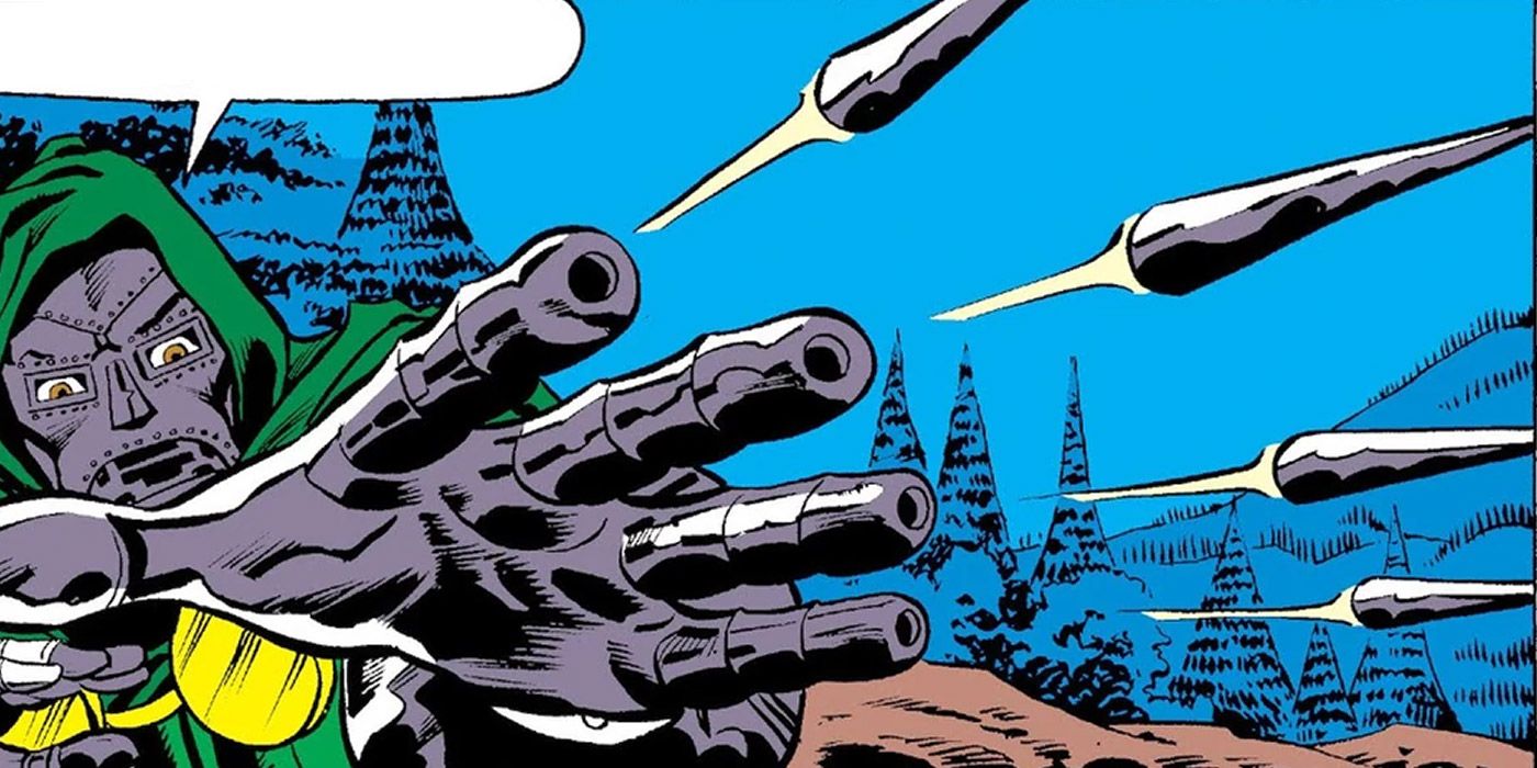 Dr. Doom fires his poisonous finger darts