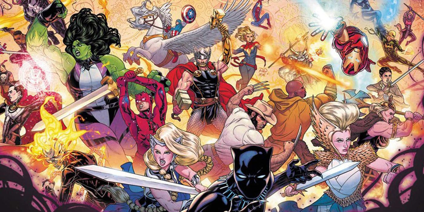 Marvel's heroes fighting in the War of the Realms.