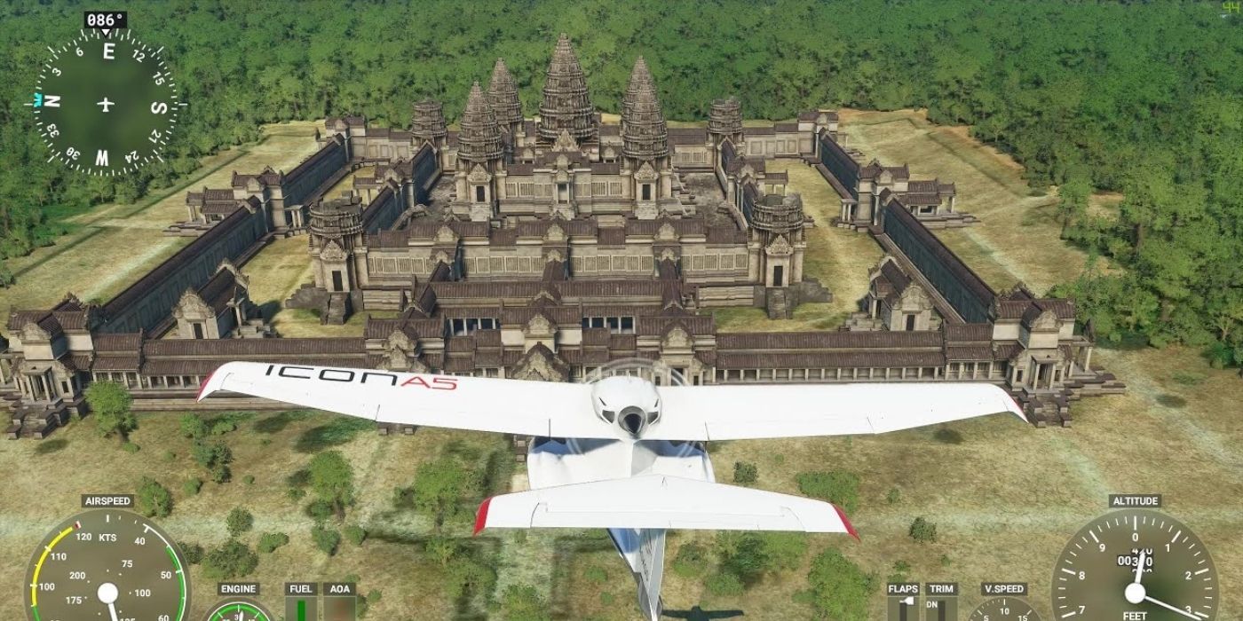 The Angkor Wat Temple Complex as seen in Microsoft Flight Simulator