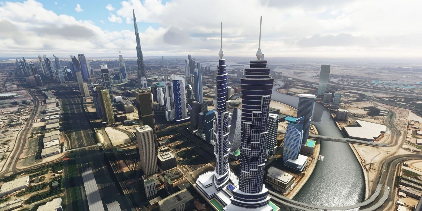 Dubai as seen in the Microsoft-Flight-Simulator-