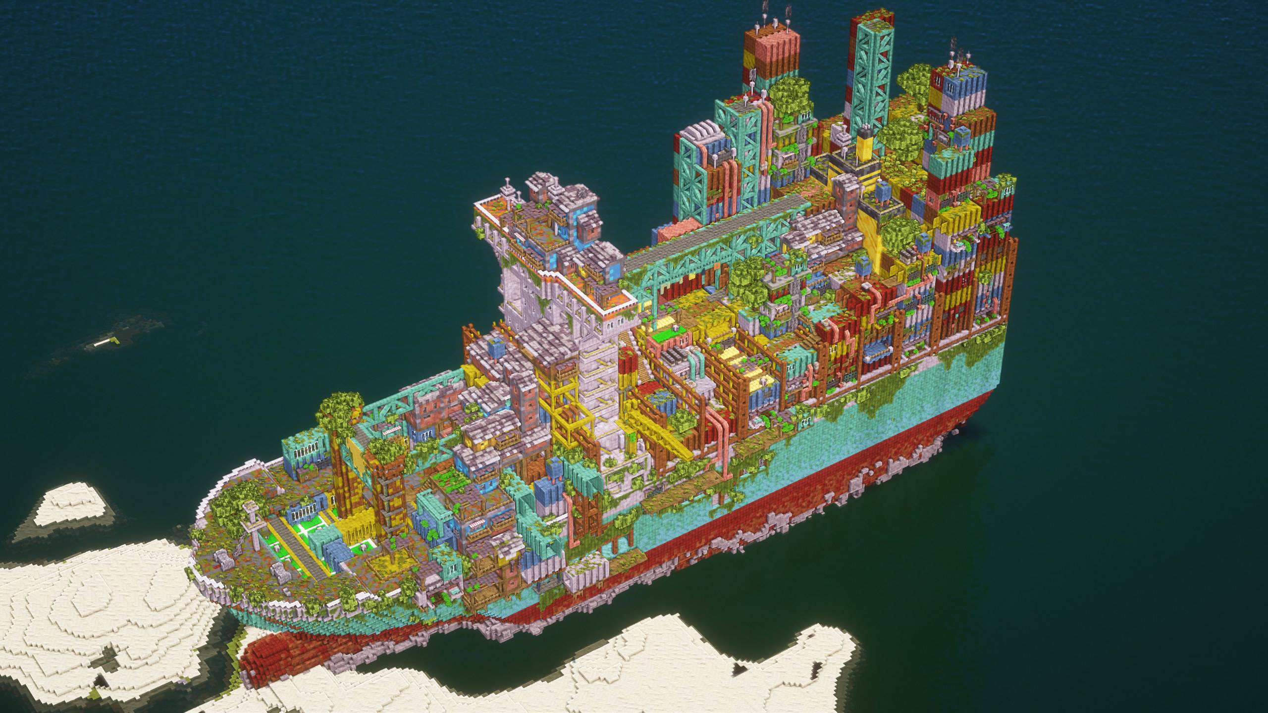 Impressive Minecraft Build Turns A Container Ship Into A Settlement