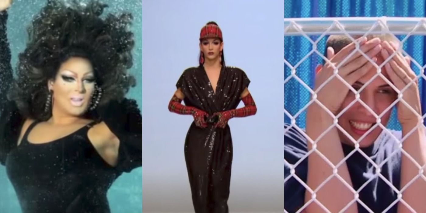 RuPaul's Drag Race mini challenges featuring Roxxy, Violet, and Carmen.