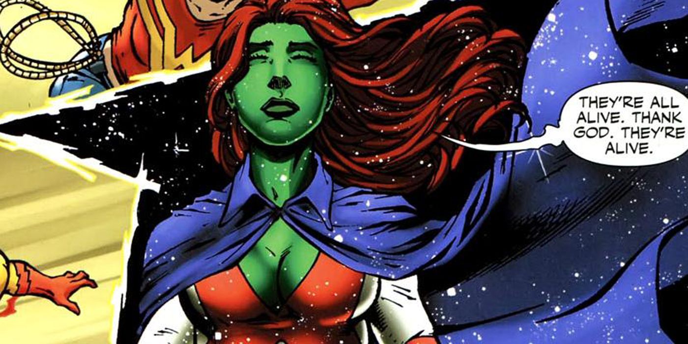 Miss Martian using her powers to find the Teen Titans.
