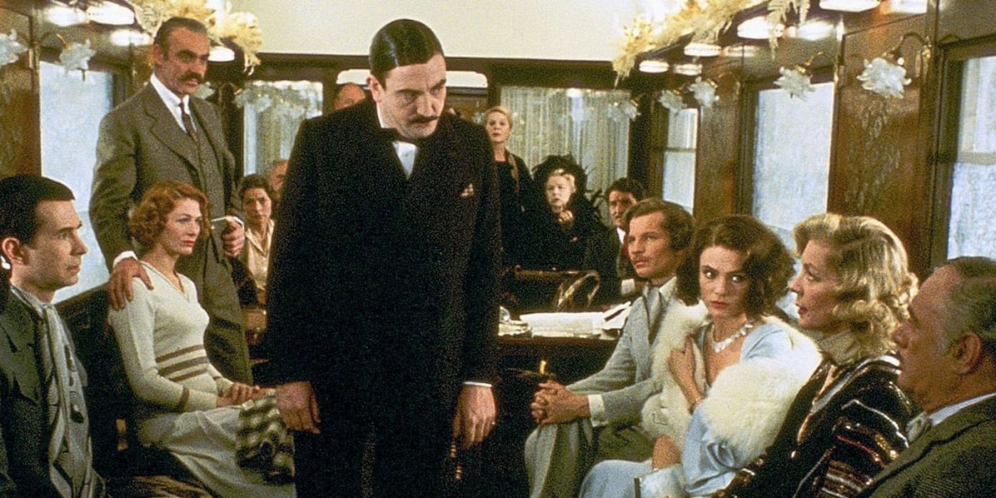 Hercule Poirot interrogating the passengers in Murder on the Orient Express