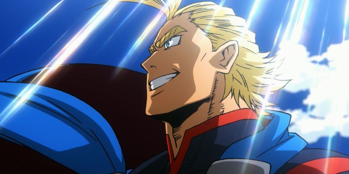 A younger version of All Might from the My Hero Academia anime.