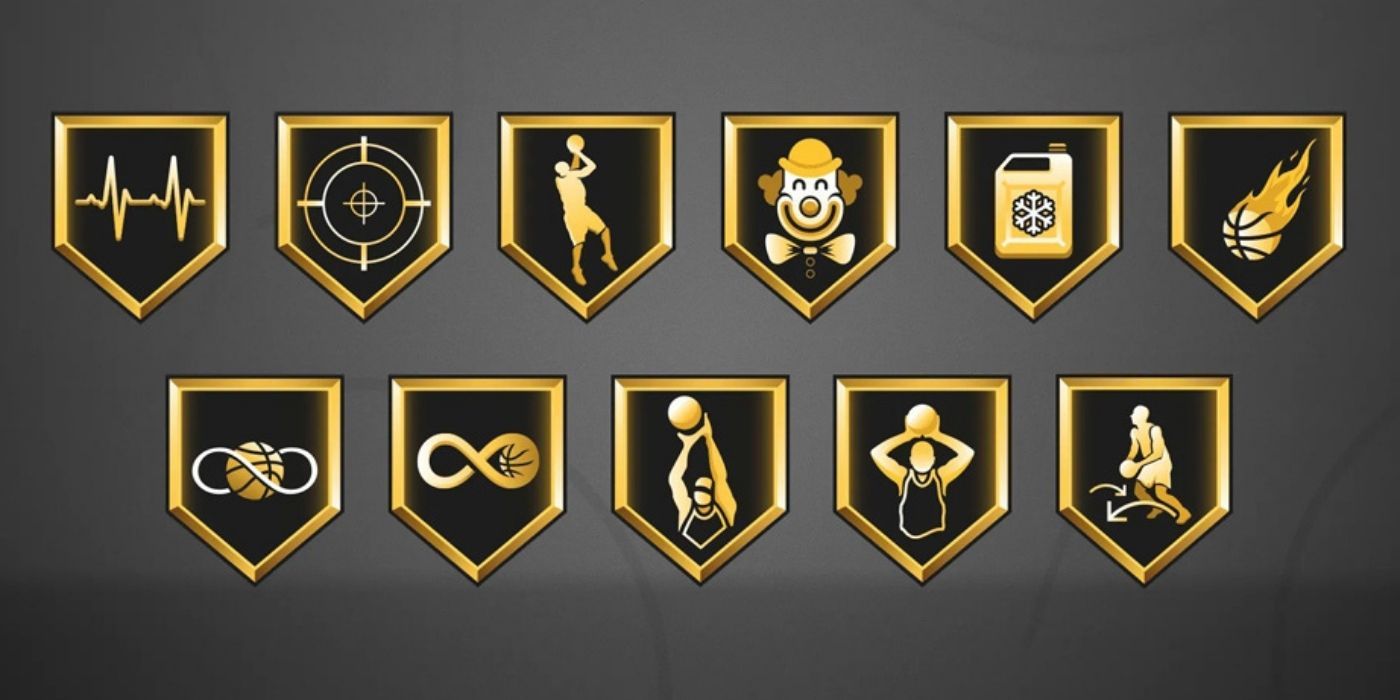 A collection of badges in NBA 2K21