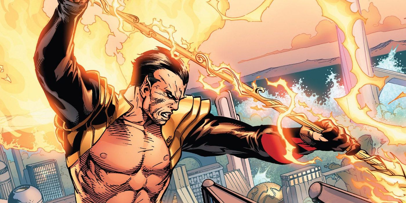 Namor uses the Phoenix Force to unleash a tidal wave against Wakanda in Marvel Comics.