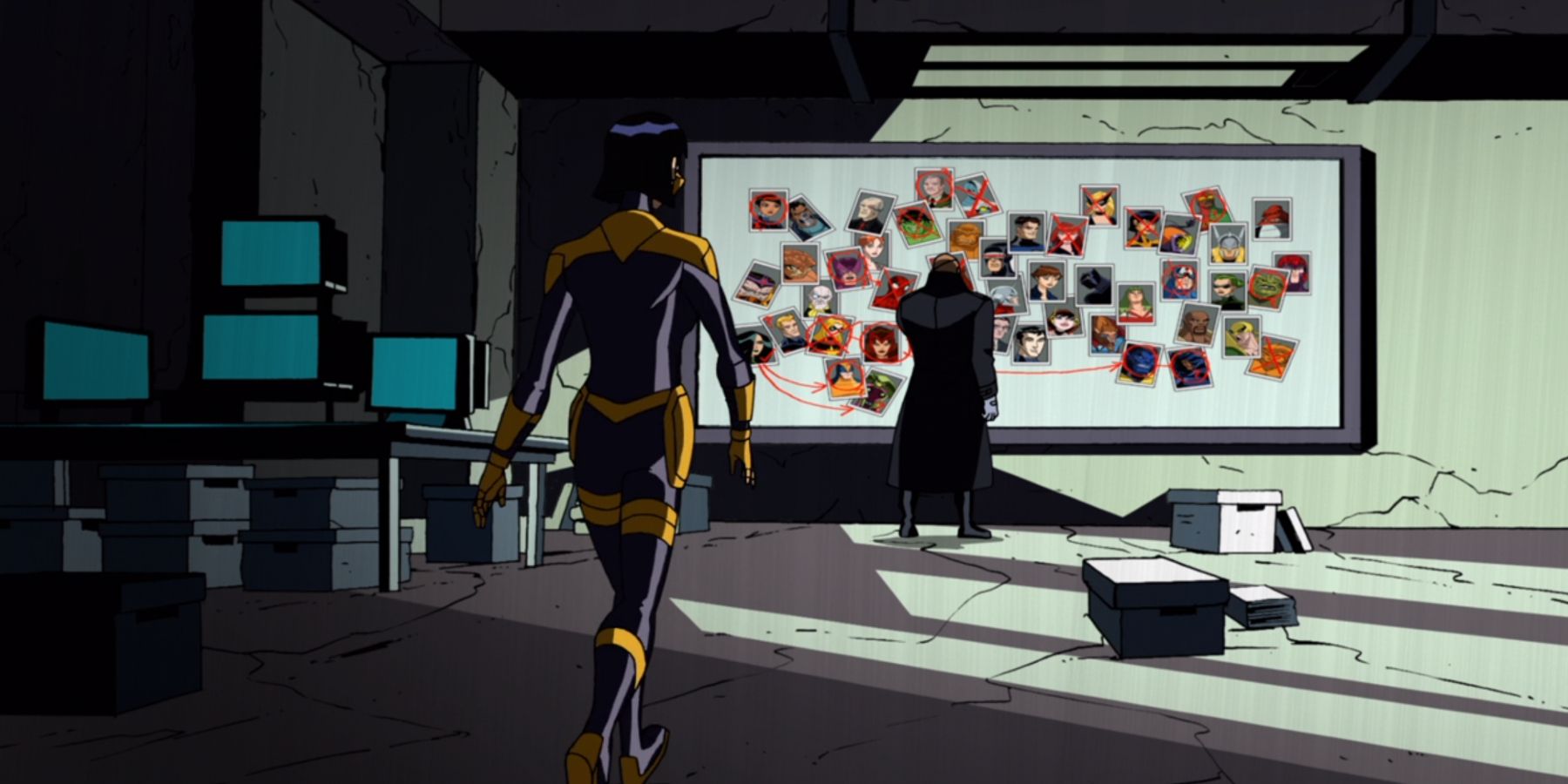 Nick Fury and Quake investigating who is a doppleganger in Avengers: Earth's Mightiest Heroes