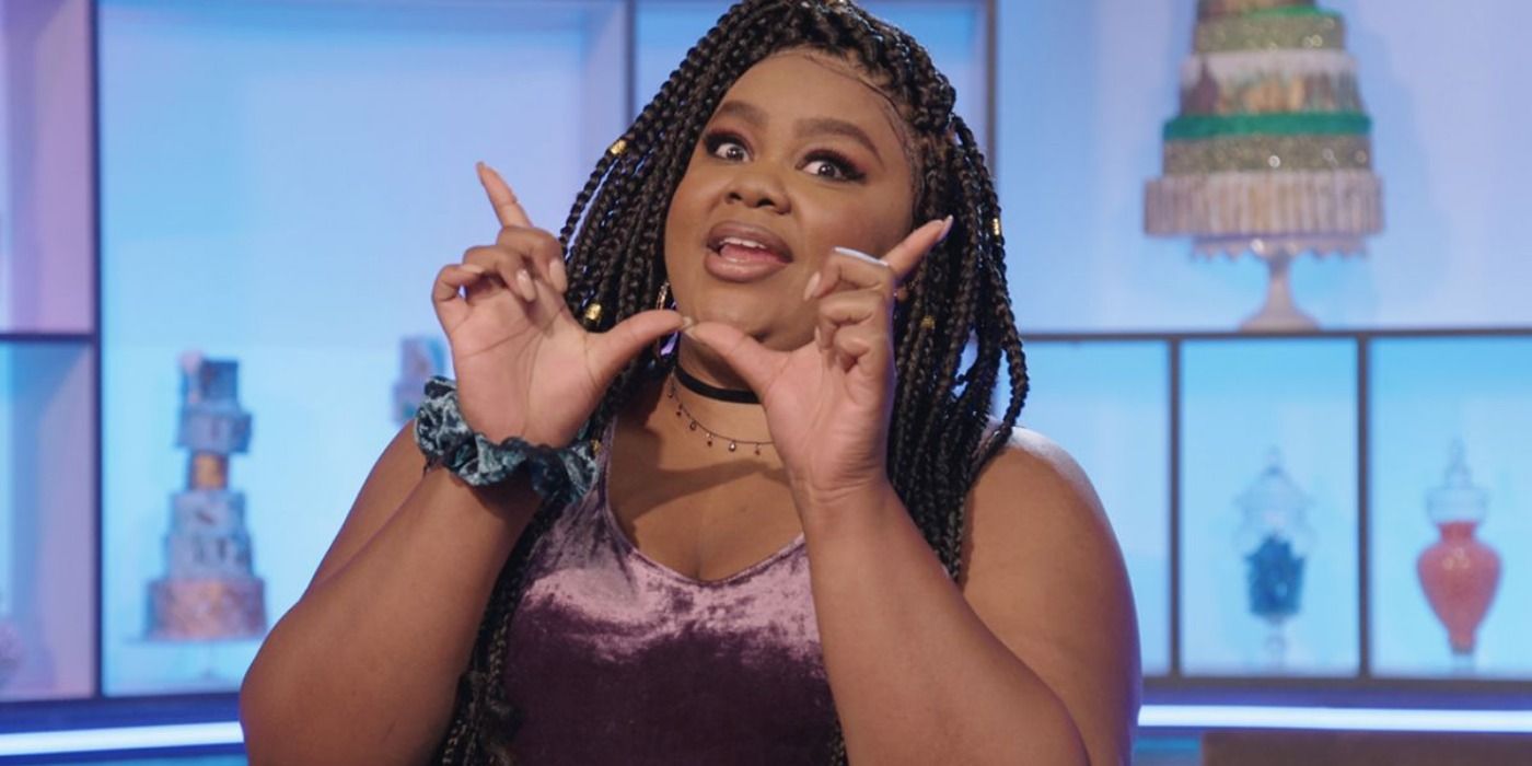 Nicole Byer showing a win on Nailed It.