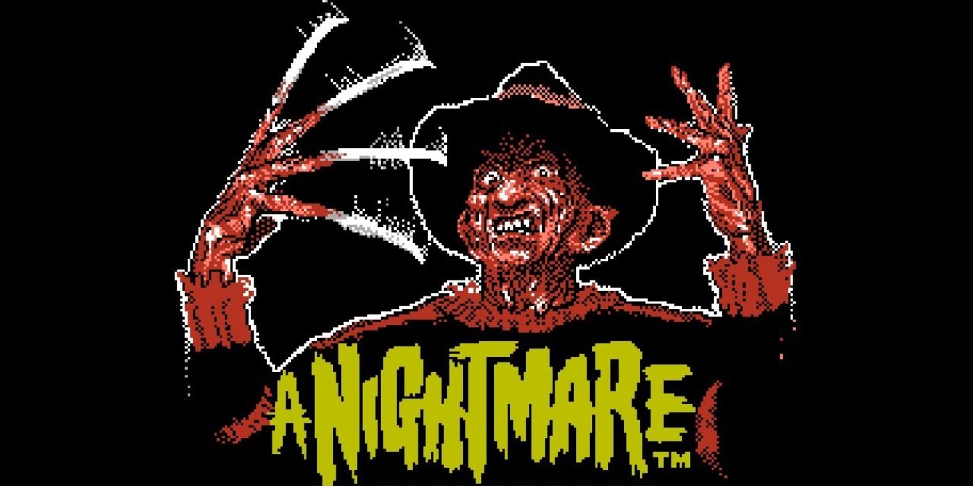 The title screen to Nightmare on Elm Street for NES