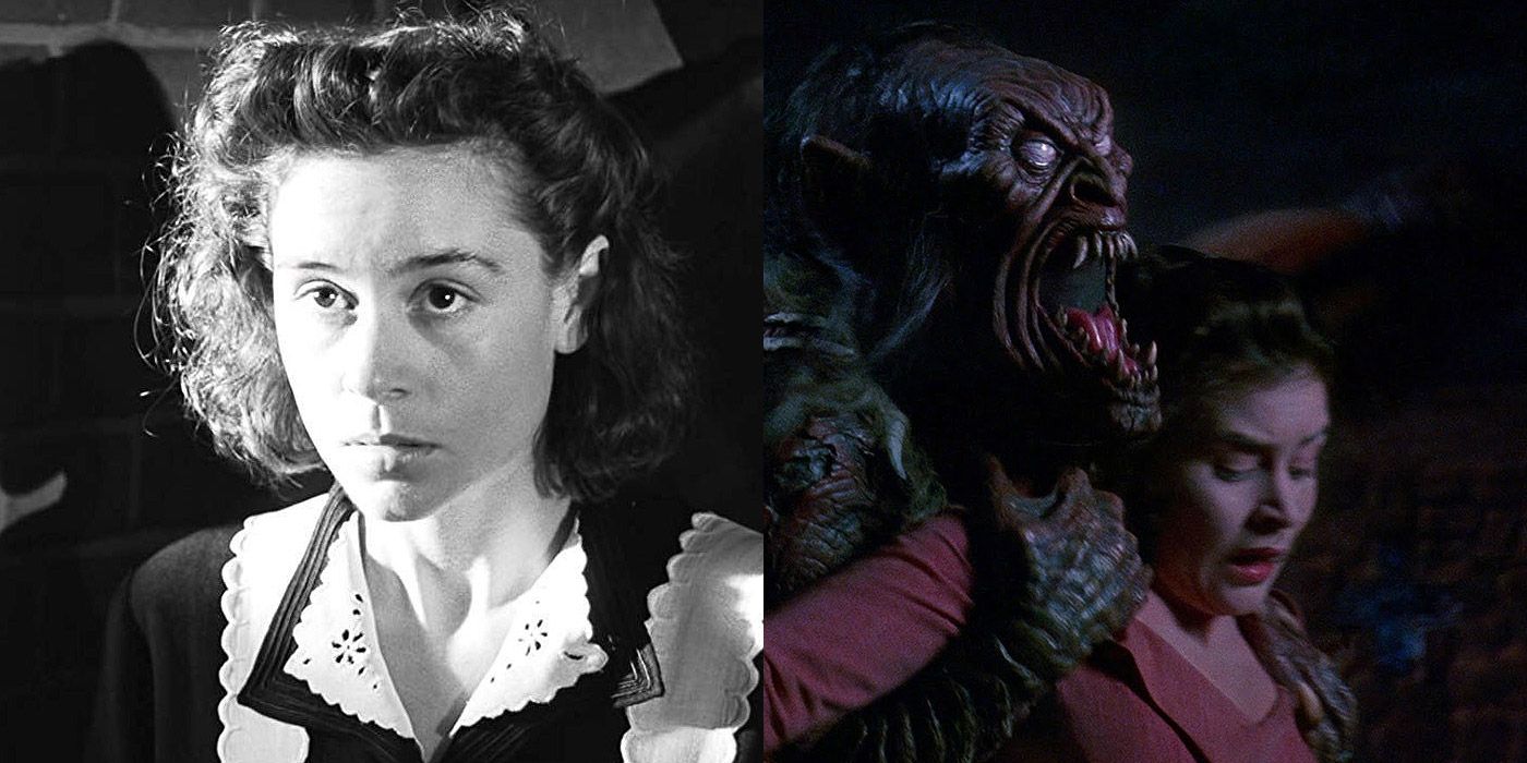 Split image of Embeth Davidtz from Schindler's List and Army of Darkness