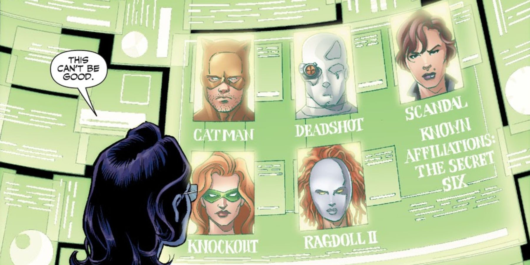 Oracle reading the files on the Secret Six in Birds Of Prey: Dead Of Winter