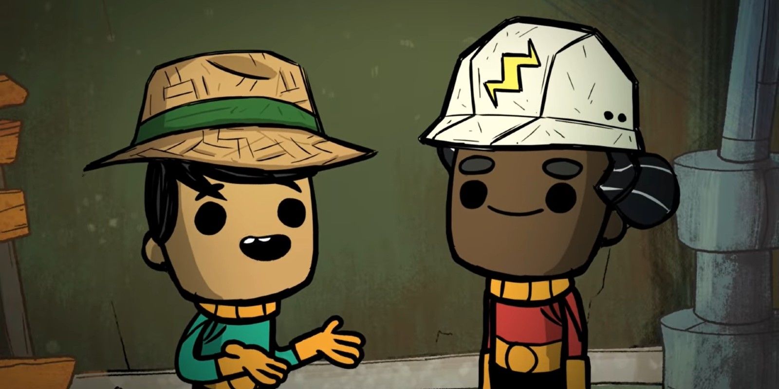 Two dupes talk in Oxygen Not Included
