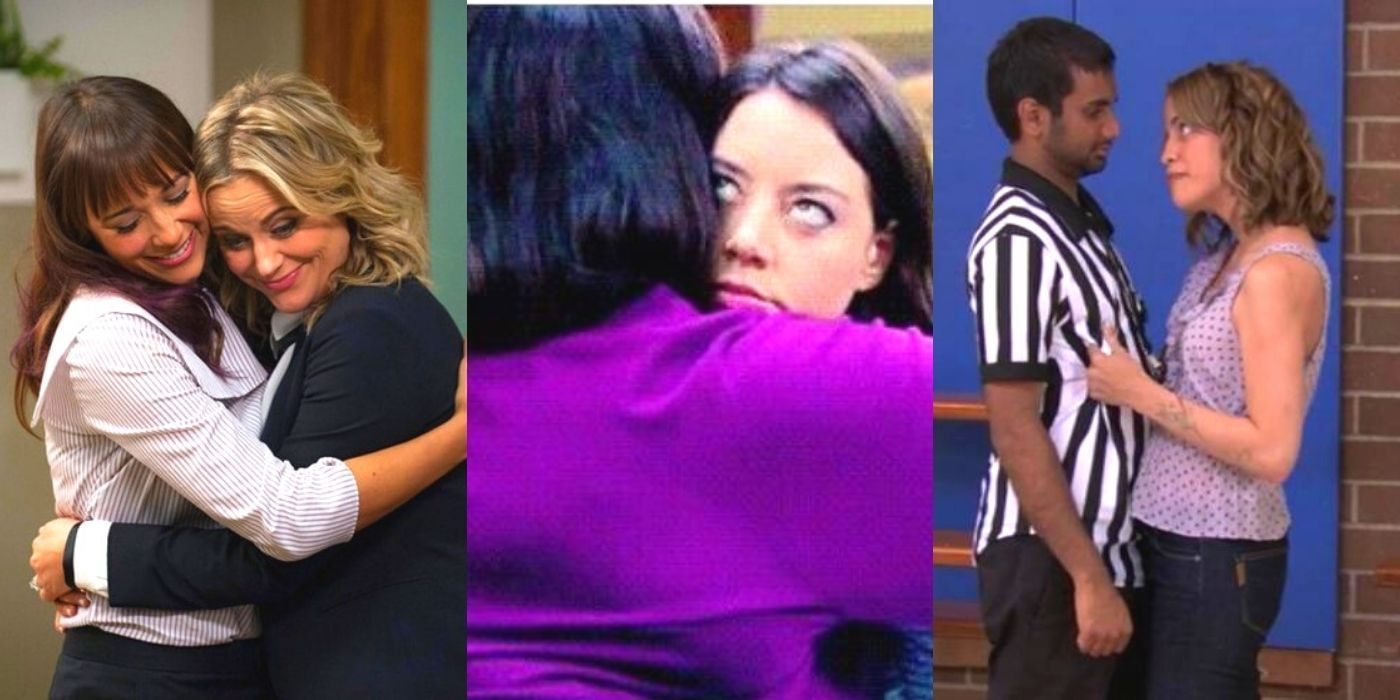 Parks and Rec feature image showing Leslie and Ann, Tom and Lucy, and Donna and April