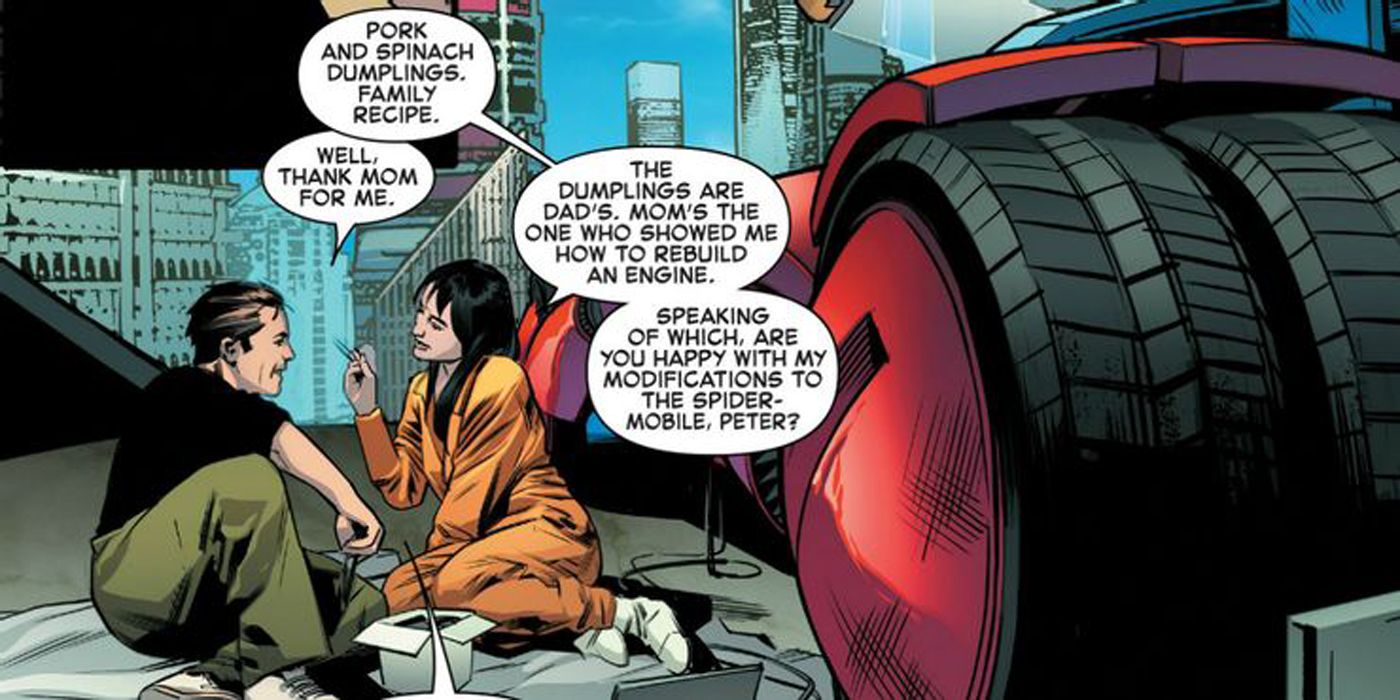 Peter Parker talking to Lian Tang.