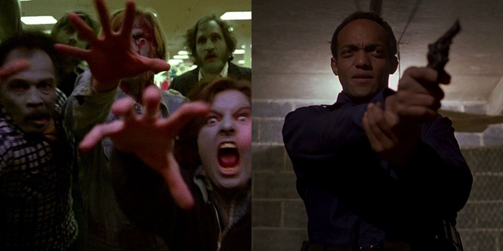 Peter and a horde of zombies in Dawn of the Dead