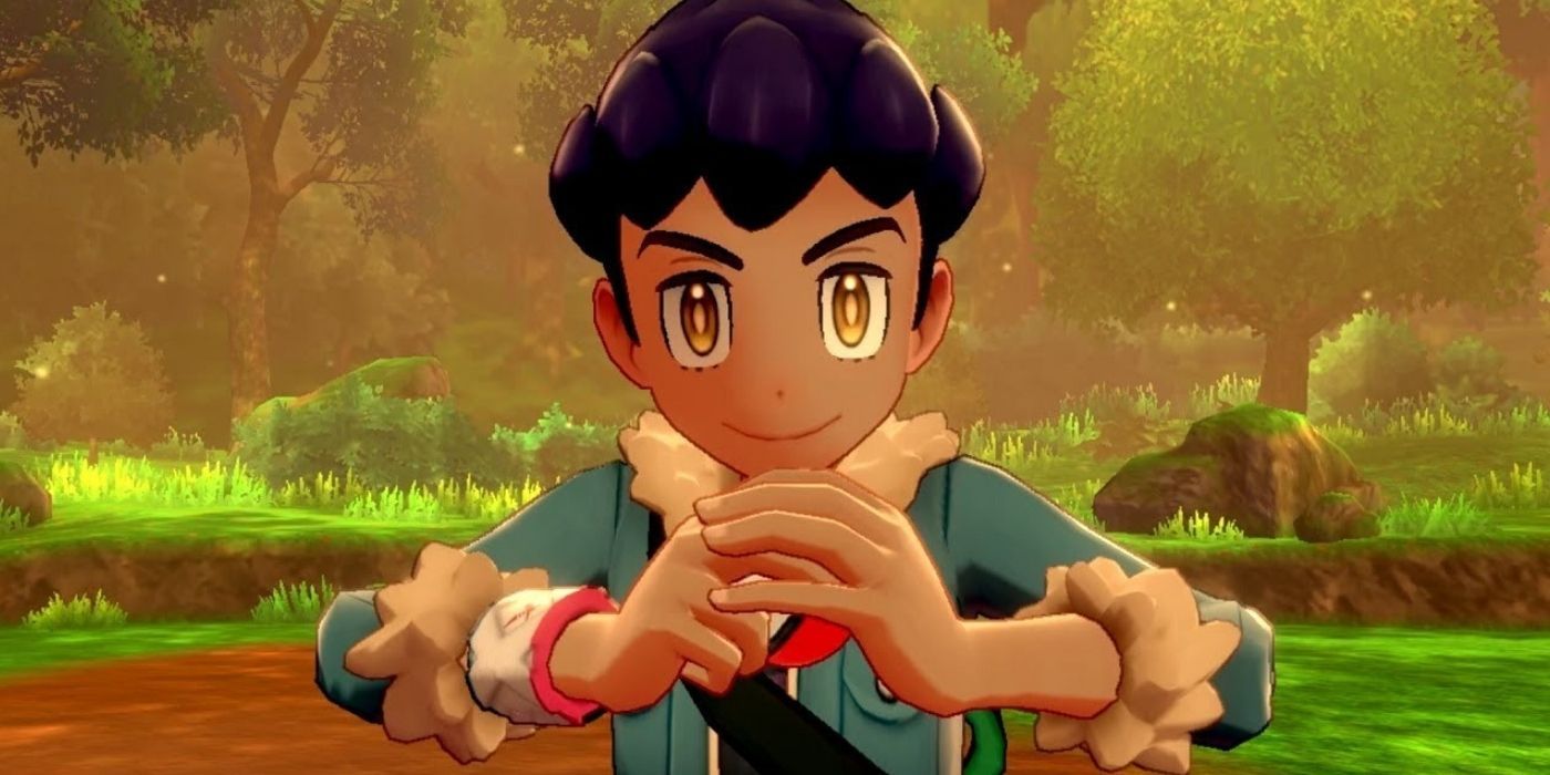 Hop challenging the player to a battle in Pokémon Sword &amp; Shield.