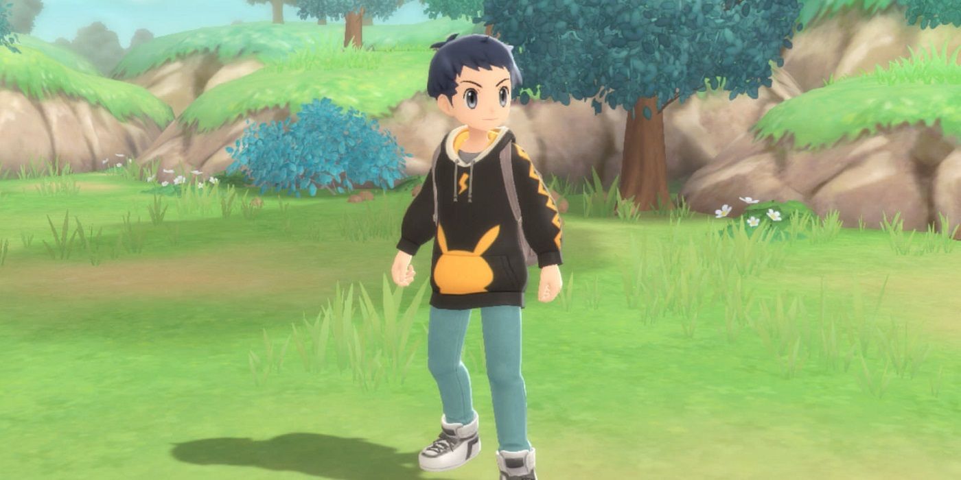 A character with customized clothing in Pokemon BDSP