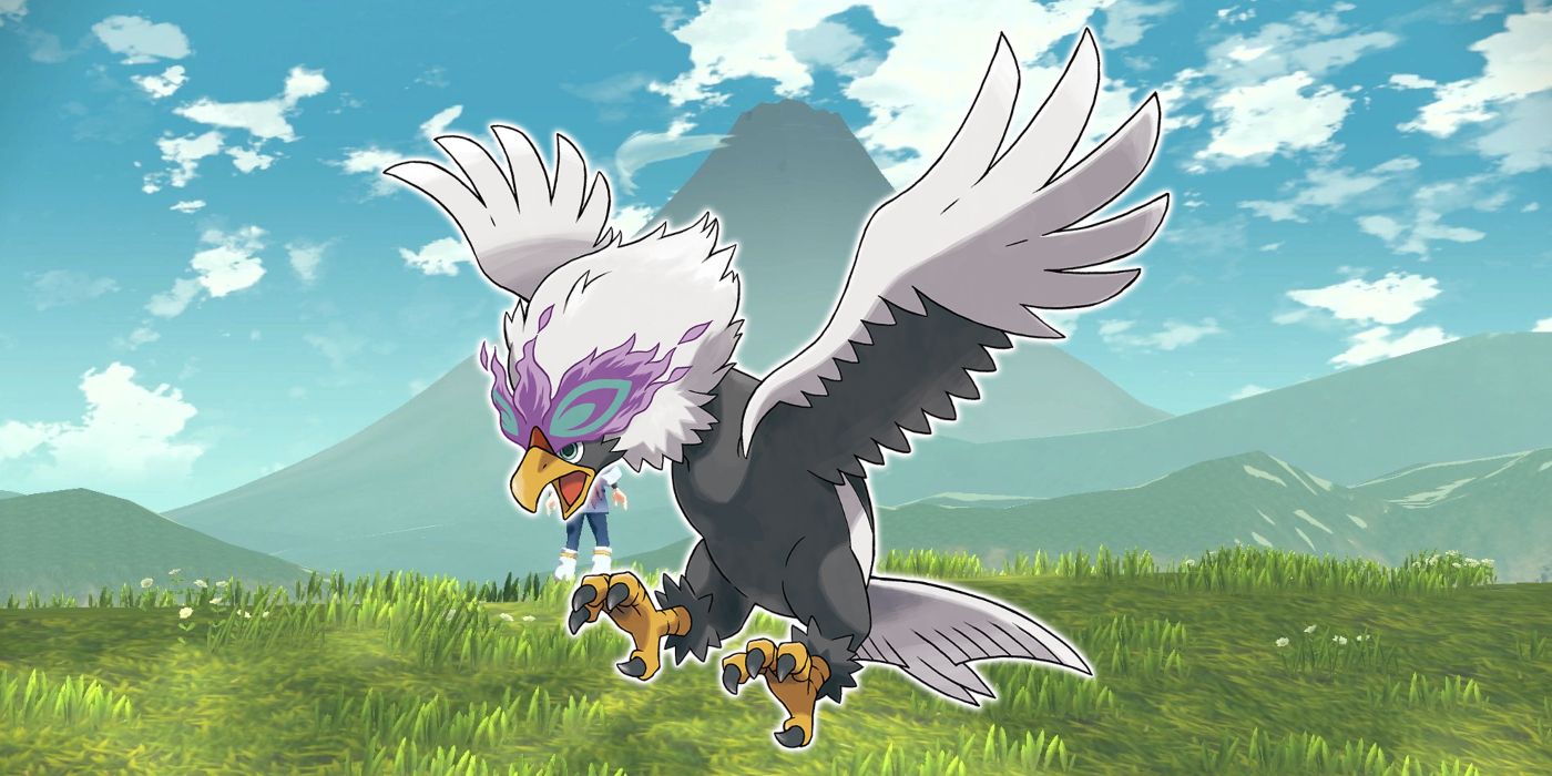 Hisuian Braviary voa pelo ar em Pokémon Legends Arceus