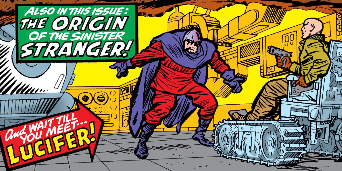 Professor X pointing a gun at Lucifer in X-Men comics.